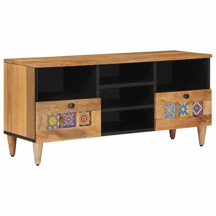 TV-skåp med låda Naturfärg 100 x 33 x 46 cm Massivt mangoträ