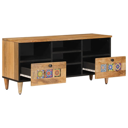 TV-skåp med låda Naturfärg 100 x 33 x 46 cm Massivt mangoträ