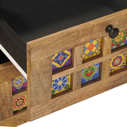 Sideboard med låda Naturfärg 40 x 33 x 75 cm Massivt mangoträ