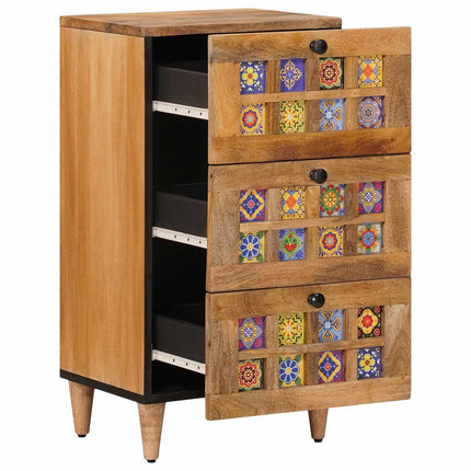 Sideboard med låda Naturfärg 40 x 33 x 75 cm Massivt mangoträ