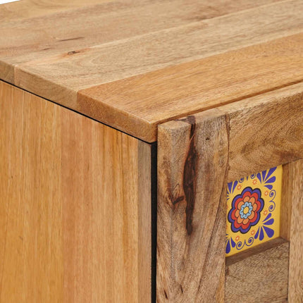 Sideboard med dörr Naturfärg 40 x 33 x 75 cm Massivt mangoträ