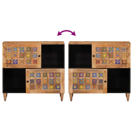 Sideboard med dörr Naturfärg 80 x 33 x 75 cm Massivt mangoträ