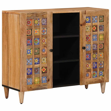 Sideboard med hylla Naturfärg 90 x 33 x 75 cm Massivt mangoträ