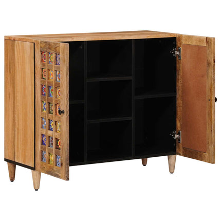 Sideboard med hylla Naturfärg 90 x 33 x 75 cm Massivt mangoträ