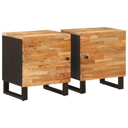 Nattduksbord 2 pcs Brun 40 x 33 x 46 cm Massivt mangoträ