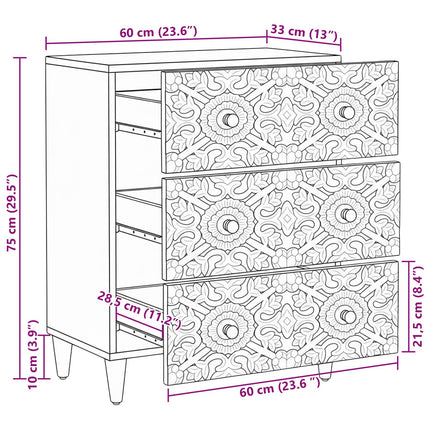 Förvaringsskåp Brun 60 x 33,5 x 75 cm Massivt mangoträ
