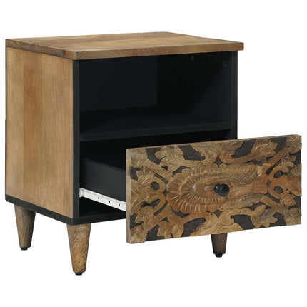 Sängskåp med låda 2 pcs Brun 40 x 33 x 46 cm Massivt mangoträ