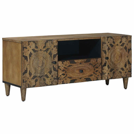 TV-skåp med låda Brun 105 x 33,5 x 46 cm Massivt mangoträ