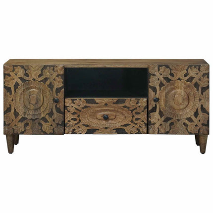 TV-skåp med låda Brun 105 x 33,5 x 46 cm Massivt mangoträ