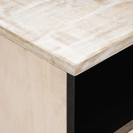 Sängskåp med låda 2 pcs Vit 40 x 33 x 46 cm Massivt mangoträ