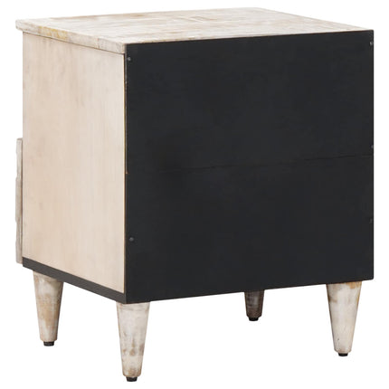 Sängskåp 2 st Vit 40 x 33 x 46 cm Massivt mangoträ