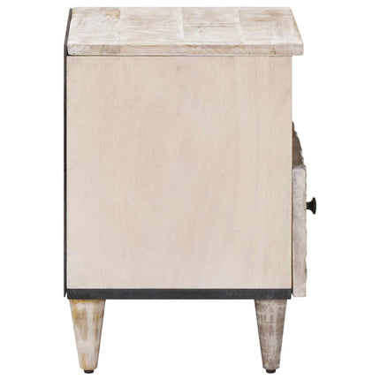 Sängskåp med låda 2 pcs Vit 40 x 33 x 46 cm Massivt mangoträ