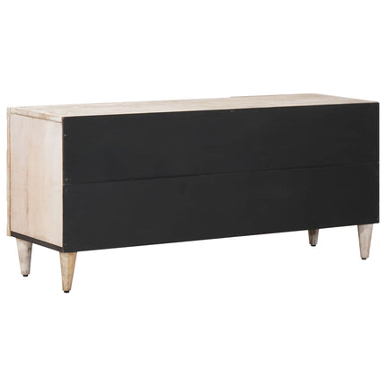 TV-skåp med låda Vit 105 x 33,5 x 46 cm Massivt mangoträ