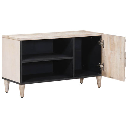 TV-skåp med hylla Vit 80 x 31,5 x 46 cm Massivt mangoträ