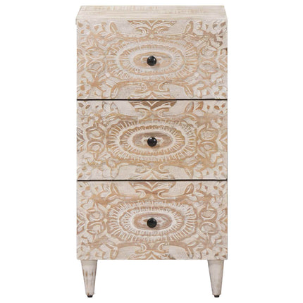 Sideboard med låda Vit 40 x 33,5 x 75 cm Massivt mangoträ