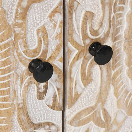 Sideboard med lagring Vit 60 x 33,5 x 75 cm Massivt mangoträ