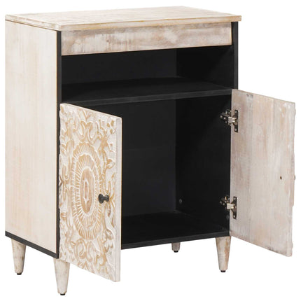 Sideboard med lagring Vit 60 x 33,5 x 75 cm Massivt mangoträ