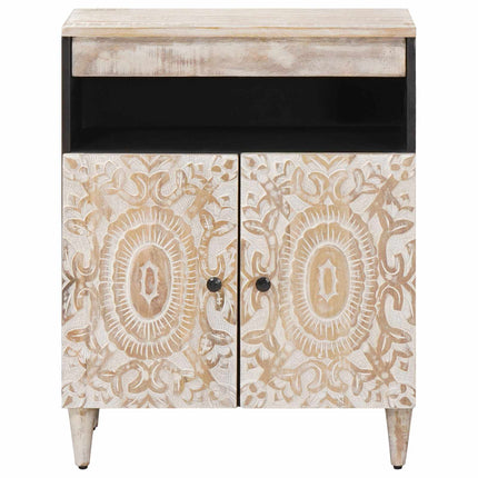 Sideboard med lagring Vit 60 x 33,5 x 75 cm Massivt mangoträ