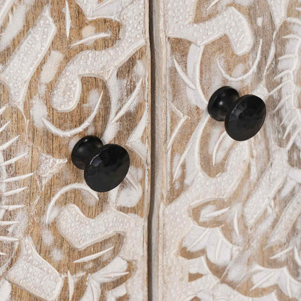 Sideboard med lagring Vit 60 x 33,5 x 75 cm Massivt mangoträ