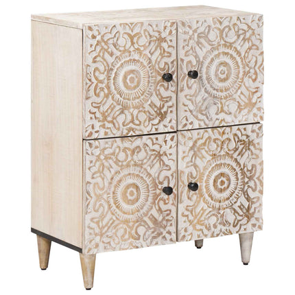 Sideboard med lagring Vit 60 x 33,5 x 75 cm Massivt mangoträ