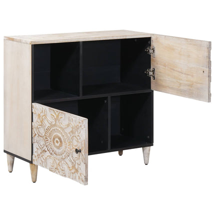 Sideboard med lagring Vit 80 x 33,5 x 75 cm Massivt mangoträ