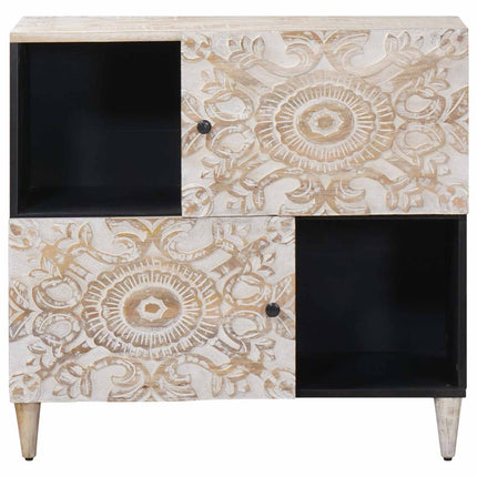 Sideboard med lagring Vit 80 x 33,5 x 75 cm Massivt mangoträ