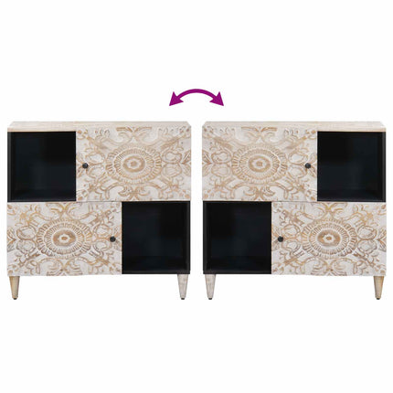 Sideboard med lagring Vit 80 x 33,5 x 75 cm Massivt mangoträ