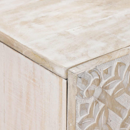 Sideboard med hylla Vit 90 x 33,5 x 75 cm Massivt mangoträ