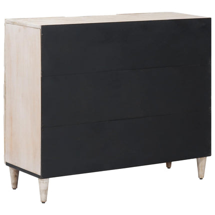 Sideboard med hylla Vit 90 x 33,5 x 75 cm Massivt mangoträ