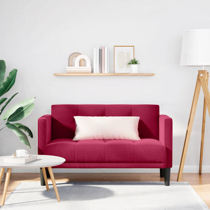 Loveseat soffa vinröd 111 cm sammet