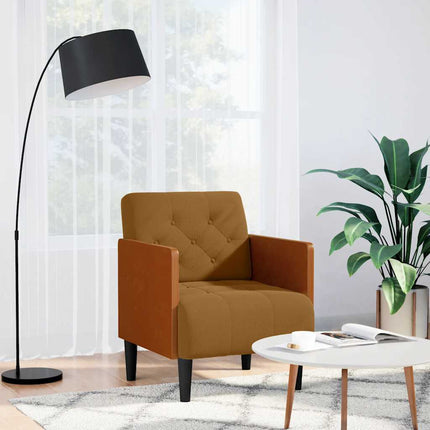 Soffstol med armstöd brun 55 cm sammet