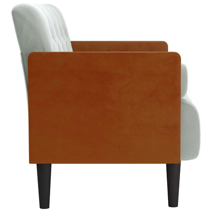 Loveseat soffa med bolsterdynor ljusgrå 110 cm sammet