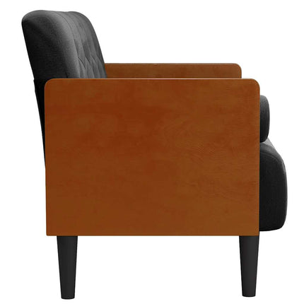 Loveseat soffa med dynor svart 110 cm sammet