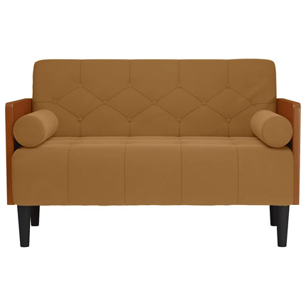 Loveseat soffa med dynor brun 110 cm sammet