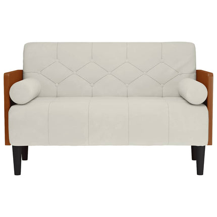 Loveseat soffa med dynor gräddvit 110 cm sammet