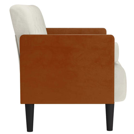 Loveseat soffa med dynor gräddvit 110 cm sammet