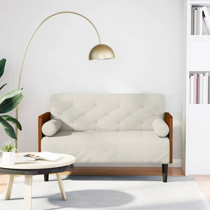 Loveseat soffa med dynor gräddvit 110 cm sammet