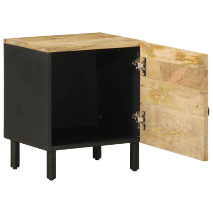 Sängbord 2 st svart 40x33,5x46 cm massivt grovt mangoträ