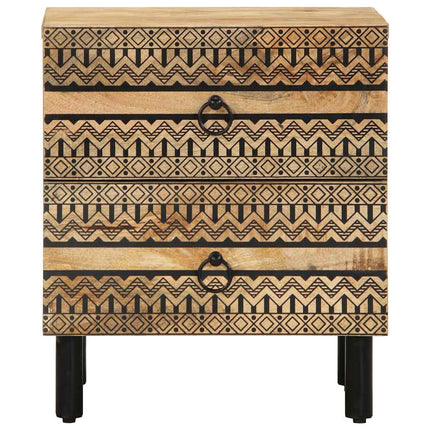 Sängbord svart 40x33,5x46 cm massivt grovt mangoträ