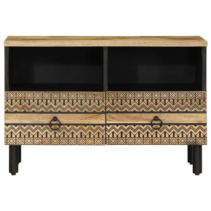 Tv-bänk svart 70x33,5x46 cm massivt grovt mangoträ