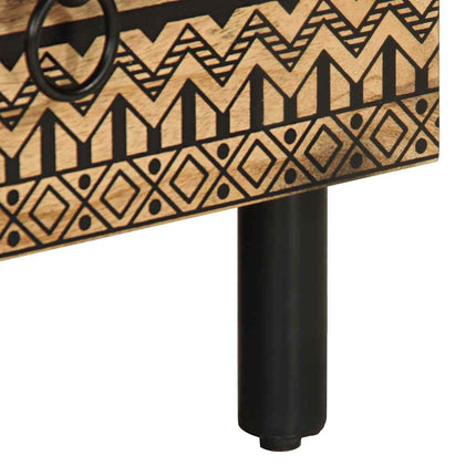 Tv-bänk svart 70x33,5x46 cm massivt grovt mangoträ