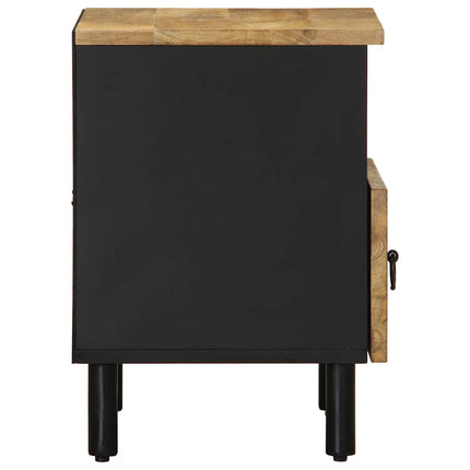 Sängbord svart 40x33x46 cm massivt grovt mangoträ