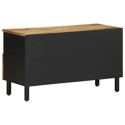 Tv-bänk svart 80x33,5x46 cm massivt grovt mangoträ