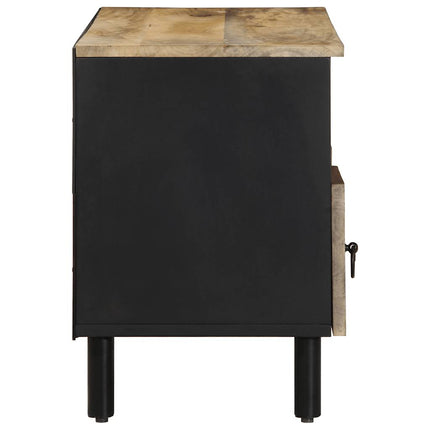 Tv-bänk svart 100x33,5x46 cm massivt grovt mangoträ
