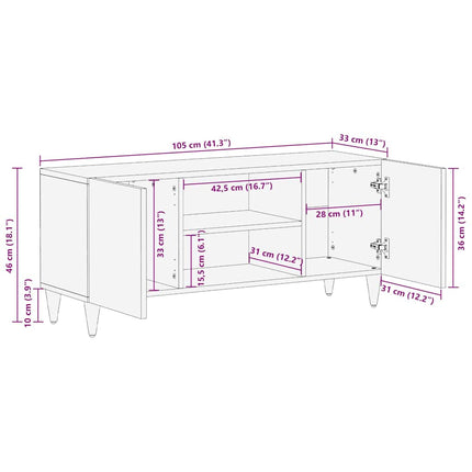 TV-skåp med hylla Honung brun 105 x 33 x 46 cm Massivt mangoträ