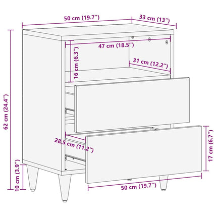 Nattduksbord Honung brun 50 x 33 x 62 cm Massivt mangoträ