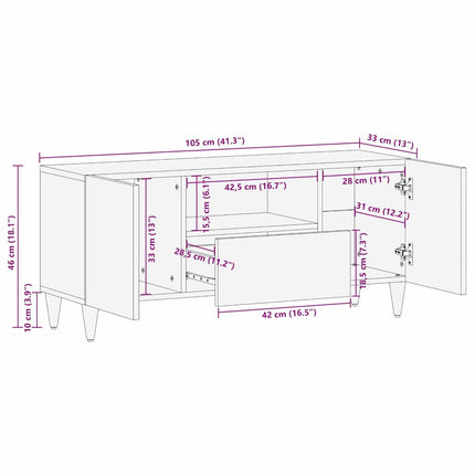TV-skåp med låda Honung brun 105 x 33 x 46 cm Massivt mangoträ