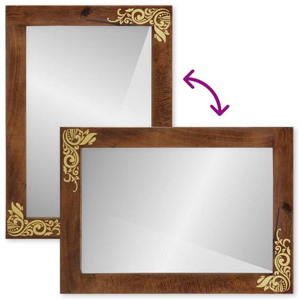 Badrumsspegel med spegel Honung brun 70 x 50 x 2,5 cm