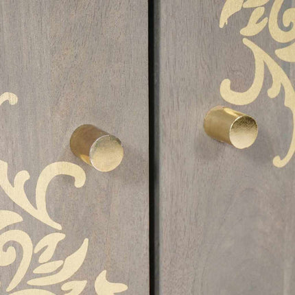 Sideboard Grå och Guld 60 x 33 x 75 cm Massivt mangoträ