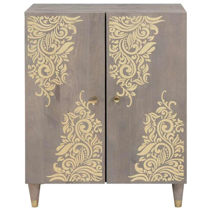 Sideboard Grå och Guld 60 x 33 x 75 cm Massivt mangoträ